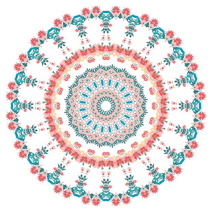 多彩圆形曼陀罗花纹图案