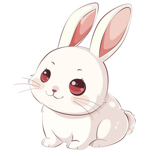 卡通风中秋节可爱毛茸茸萌宠兔子