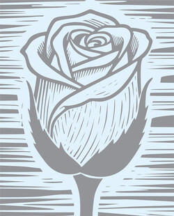 手绘版画玫瑰设计素材