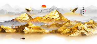 金山山水画背景墙