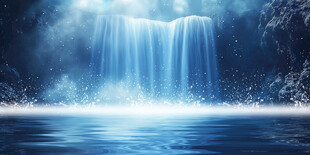 招财瀑布山水画