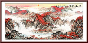 国画瀑布山水