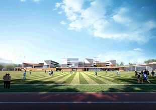 校园开阔草地与建筑景观