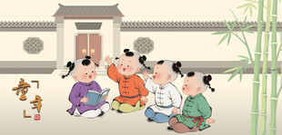 古代孩童相聚欢乐场景