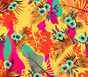 热带花卉植物图案背景