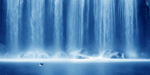 流水生财瀑布山水画