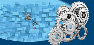 齿轮运转于科技方块背景中