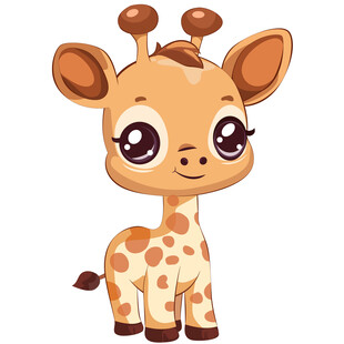卡通风长脖子大眼睛大耳朵长颈鹿
