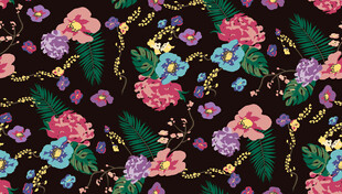 花卉图案背景色彩绚丽