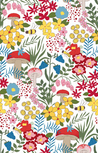 花卉小鸟图案无缝背景图