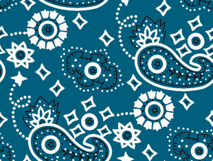 蓝白佩斯利花纹图案设计