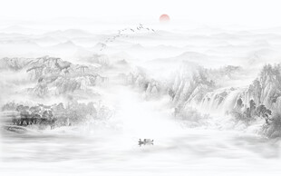 国画水墨山水画