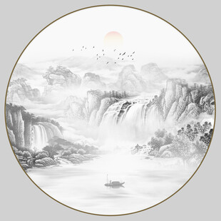 圆形水墨画