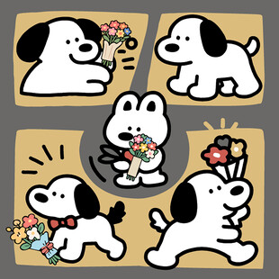 卡通狗狗丝巾图案设计