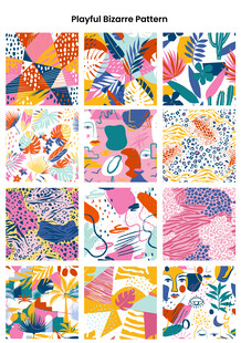 多彩几何花卉图案设计集合数码印