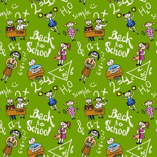 儿童学习主题绿色卡通图案