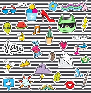 潮流元素涂鸦背景图案