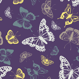 紫色背景蝴蝶图案纹理数码印花