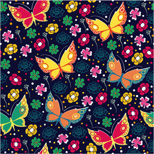 多彩蝴蝶花卉图案背景
