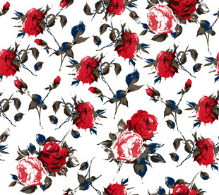 红白花卉图案