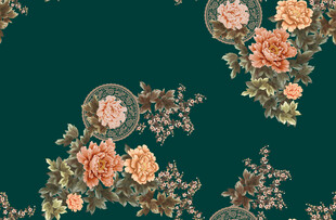 复古花卉图案背景旗袍小香风