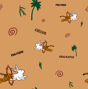 卡通兔子与棕榈树图案