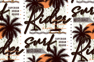 热带风情骑行主题图案设计