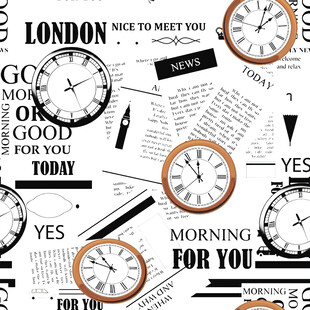 复古风时钟与英文元素组合