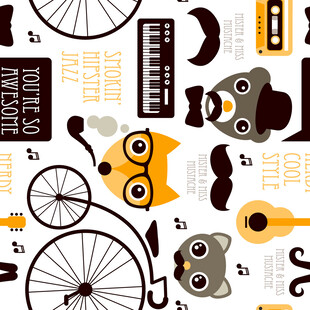 卡通风格多彩物品图案集合