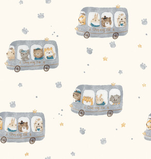 卡通动物巴士图案背景图