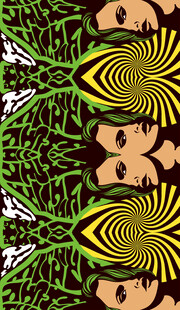 抽象几何绿植图案艺术