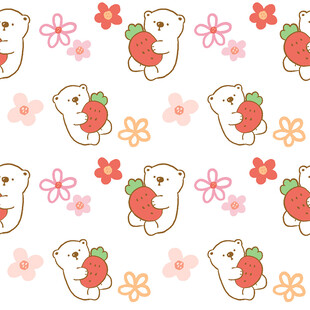 可爱小熊水果花卉图案