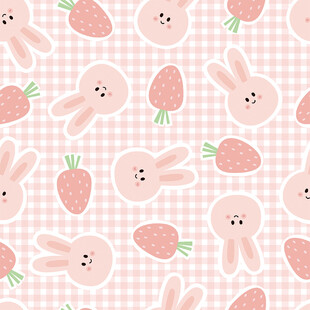 兔子草莓可爱图案背景