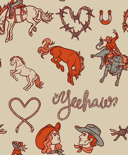 西部牛仔风动物图案设计