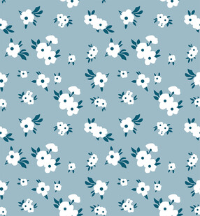 蓝底白花清新花卉图案