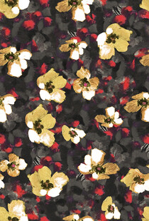 黑色底花卉图案布料
