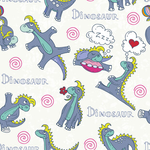 可爱恐龙图案无缝背景