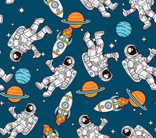 太空主题卡通宇航员图案