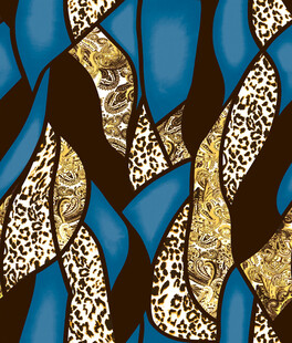 蓝棕豹纹几何图案纹理