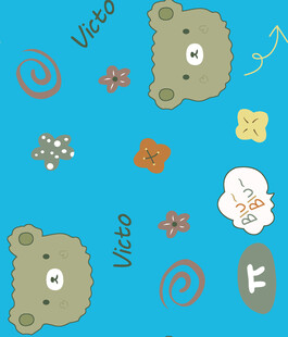 蓝色背景可爱小熊图案