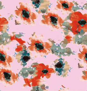 粉色底花卉水彩图案