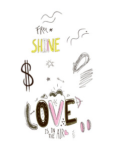 手绘爱情元素插画