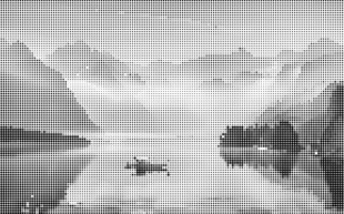 镂空山水风景画