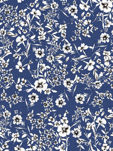 蓝色底小碎花图案布料