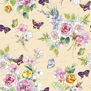 花卉蝴蝶复古风图案