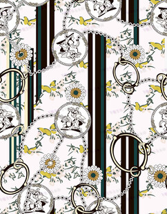 花卉链条条纹图案设计