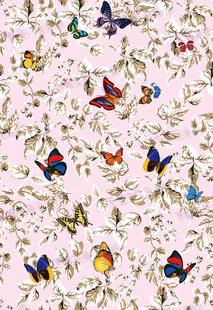 粉色背景花鸟图案纹理