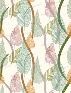 手绘植物叶脉纹理图案