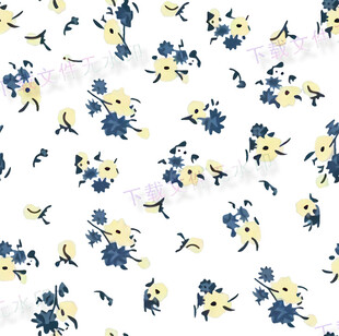 蓝黄小花图案布料纹理