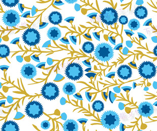 蓝黄花卉图案背景